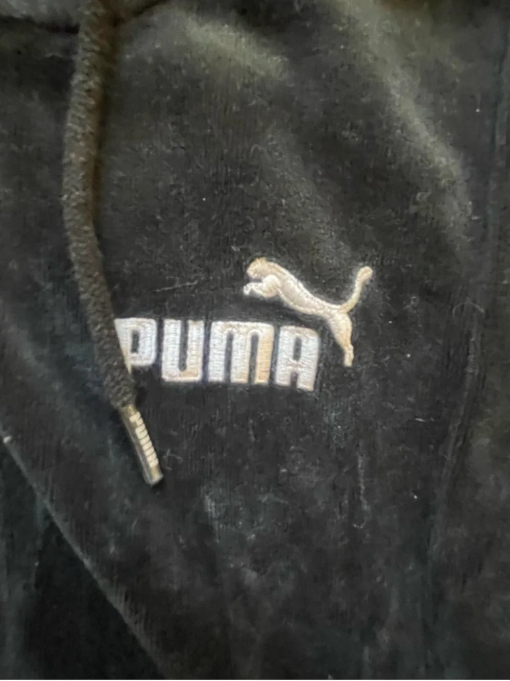Puma Women’s Black Velour Hoodie with White Logo in size S - Picture 4 of 7